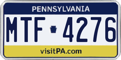 PA license plate MTF4276