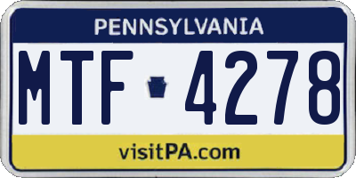 PA license plate MTF4278