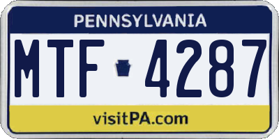 PA license plate MTF4287