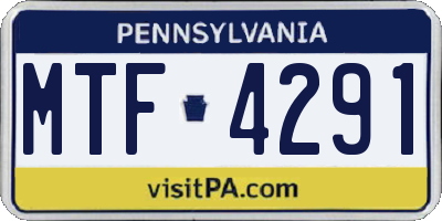 PA license plate MTF4291