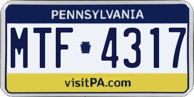 PA license plate MTF4317