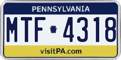 PA license plate MTF4318