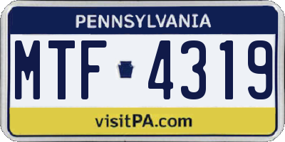 PA license plate MTF4319
