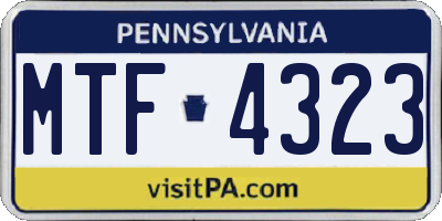 PA license plate MTF4323
