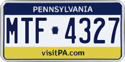 PA license plate MTF4327