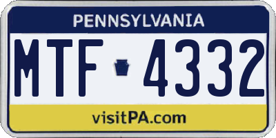 PA license plate MTF4332