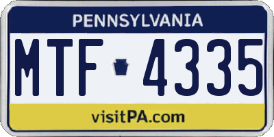 PA license plate MTF4335