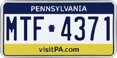 PA license plate MTF4371