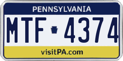 PA license plate MTF4374