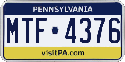 PA license plate MTF4376
