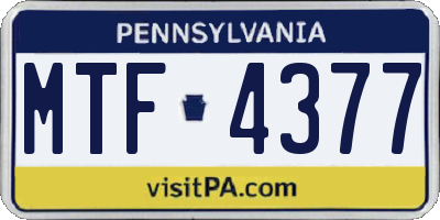 PA license plate MTF4377