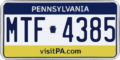 PA license plate MTF4385