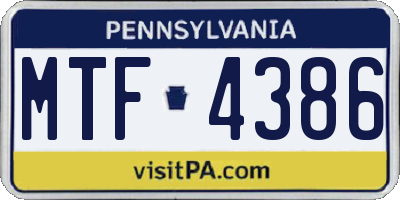 PA license plate MTF4386