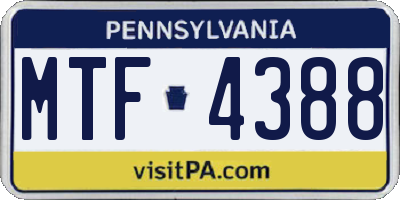 PA license plate MTF4388