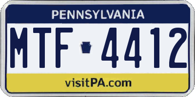 PA license plate MTF4412