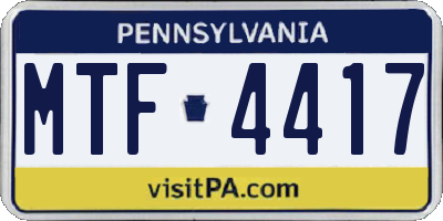 PA license plate MTF4417