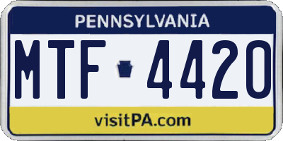 PA license plate MTF4420