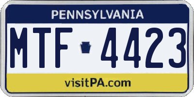 PA license plate MTF4423
