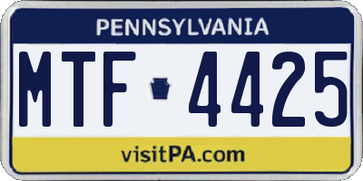 PA license plate MTF4425