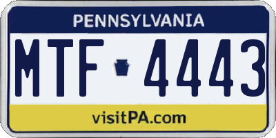 PA license plate MTF4443