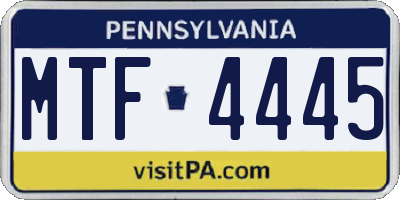 PA license plate MTF4445