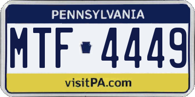 PA license plate MTF4449