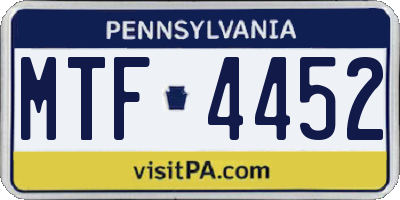 PA license plate MTF4452