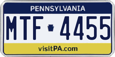 PA license plate MTF4455