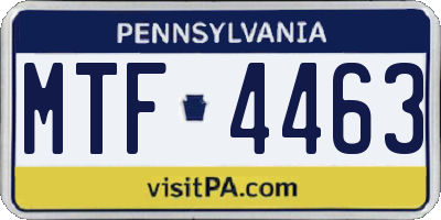 PA license plate MTF4463