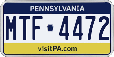 PA license plate MTF4472