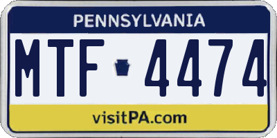 PA license plate MTF4474