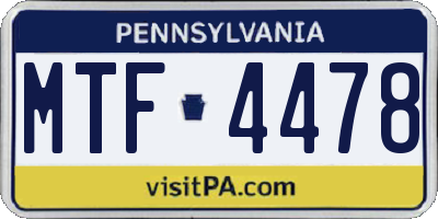 PA license plate MTF4478