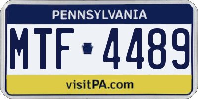 PA license plate MTF4489