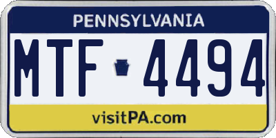 PA license plate MTF4494