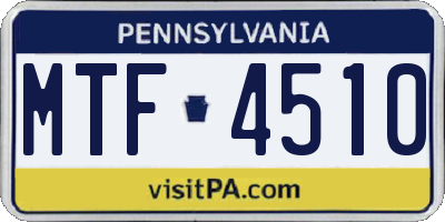 PA license plate MTF4510
