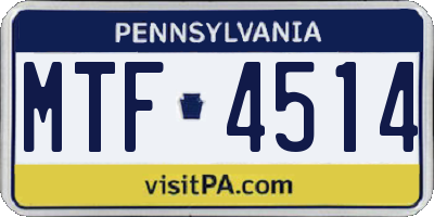 PA license plate MTF4514