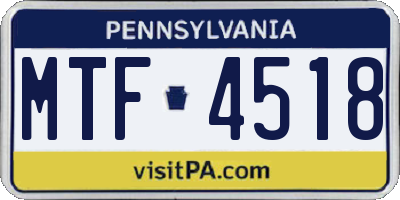 PA license plate MTF4518