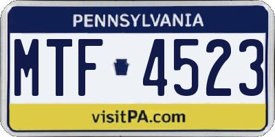 PA license plate MTF4523