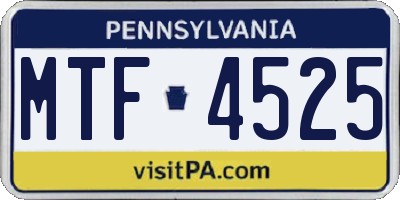 PA license plate MTF4525