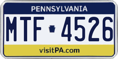 PA license plate MTF4526