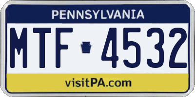 PA license plate MTF4532