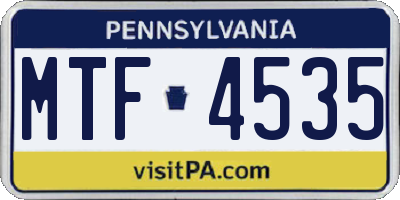 PA license plate MTF4535