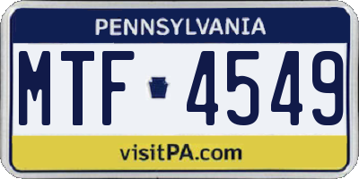 PA license plate MTF4549