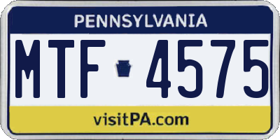 PA license plate MTF4575