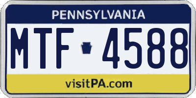 PA license plate MTF4588
