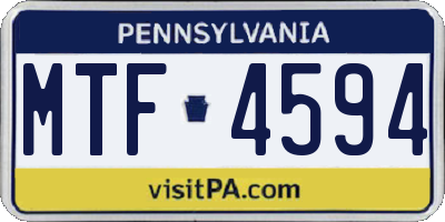 PA license plate MTF4594