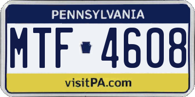 PA license plate MTF4608