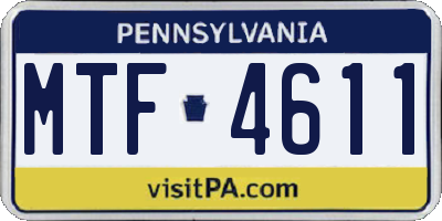 PA license plate MTF4611