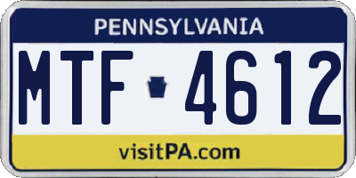 PA license plate MTF4612