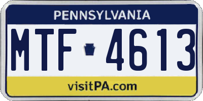 PA license plate MTF4613